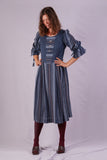Blue Vintage Dress with puff sleeves