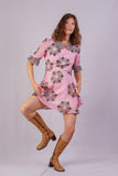 Short Pink Flower-Power Dress