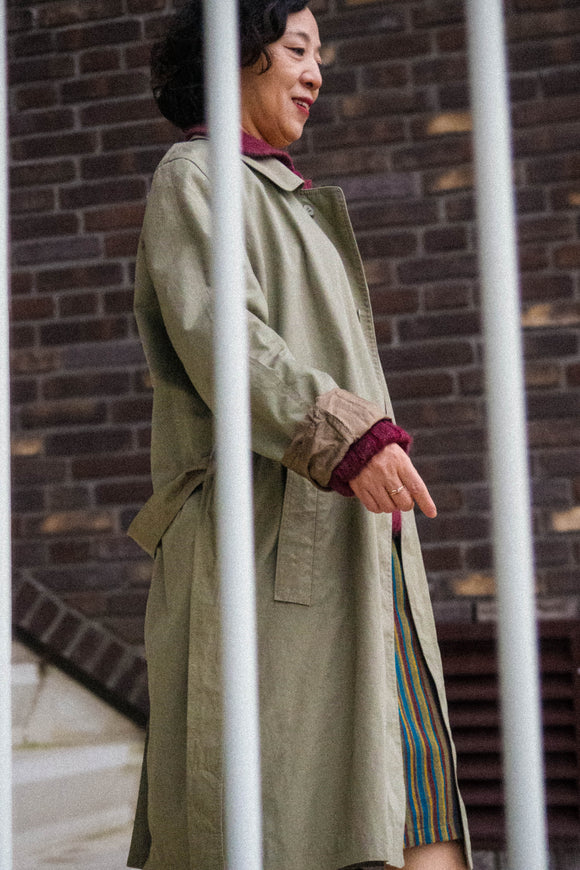 Khaki Green Midi Trenchcoat