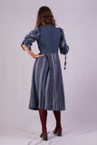 Blue Vintage Dress with puff sleeves