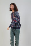 Blue & Red Vintage Texture Knit