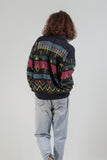 '80s Multicolour Pattern Knit Sweater