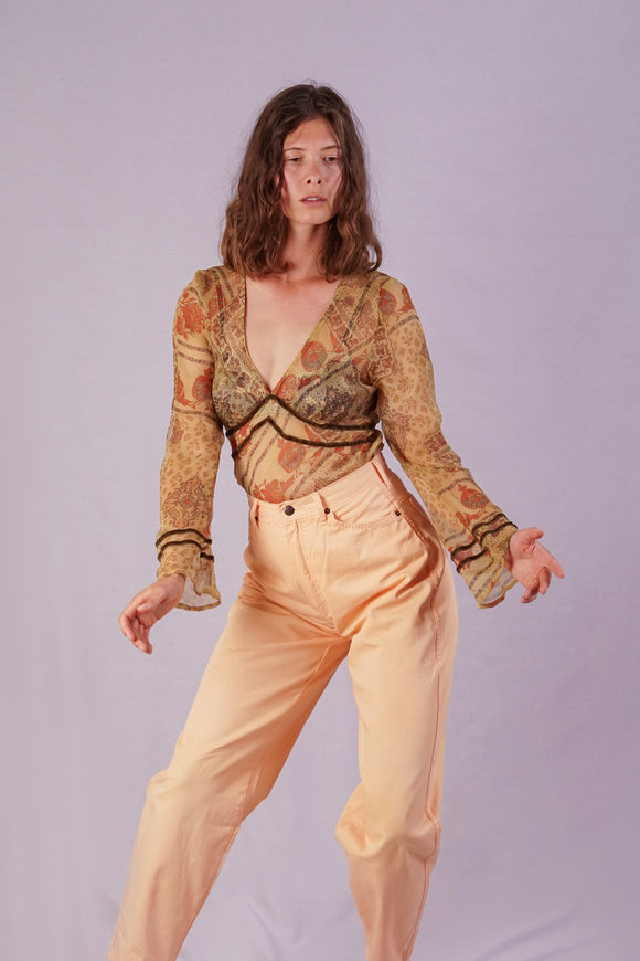 70's Sheer Silk blouse